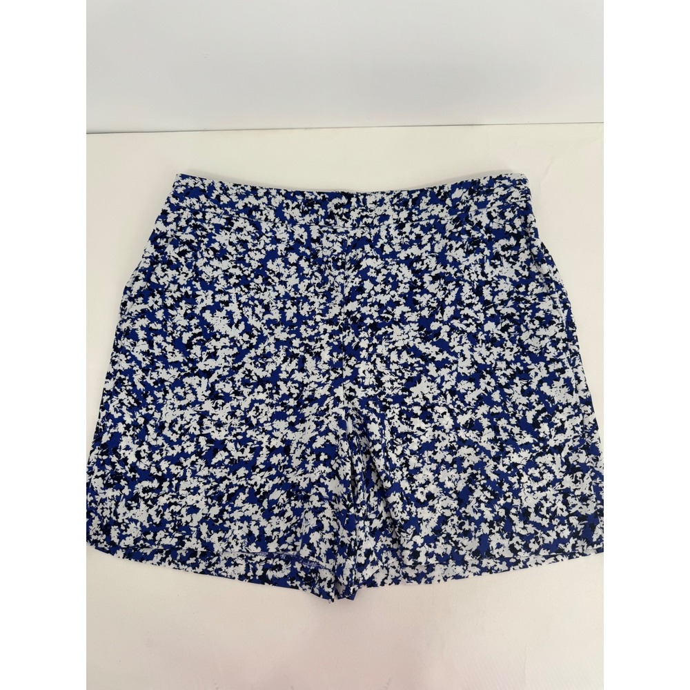 Halogen Sz S Blue White Abstract Floral Print Elastic Back Casual Shorts Women
